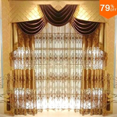 Dubai Ancient Times For King super! Luxury Magnetic Drape For curtains for living room Gold Embroid Door curtain Hotel Drapery W