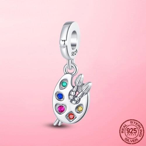 2021 New 925 Sterling Silver Artist Palette Dangle Charm Pendant fit Original Pandora Beads Bracelet Necklace S925 Jewelry Gift