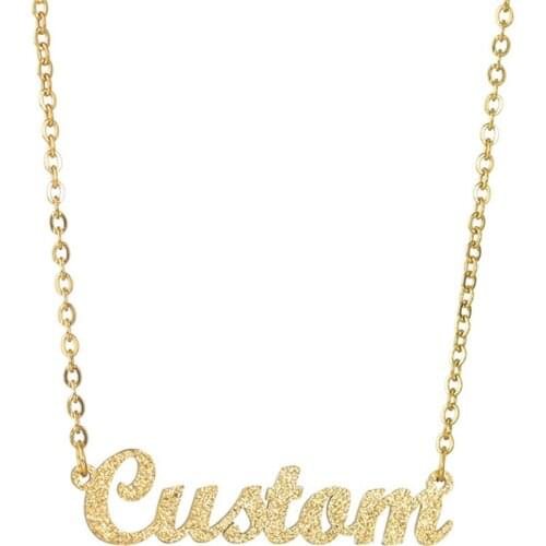 AurolaCo Custom Frosted Necklace Customized Name Necklace Personalize Stainless Steel Nameplate Necklace For Women Jewelry Gift