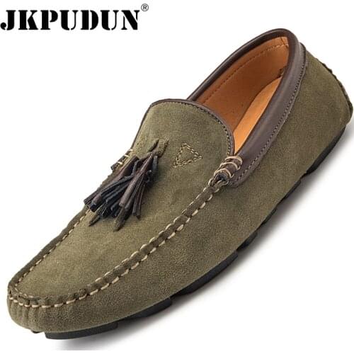Tassels Casual Shoes Fashion Designer Suede Leather Men Loafers Breathable Slip-on Mens Non-slip Driving Shoes Moccasins Size 45