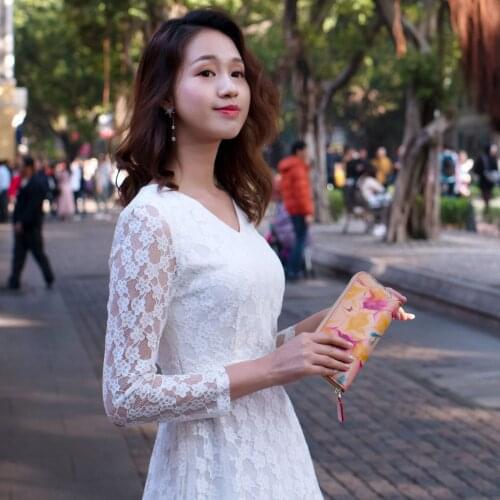 20x11CM Genuine Leather Women Wallet New Style Panelled Colors Clutch Bag Custom Handmade Bag Female Zipper Bag a6964