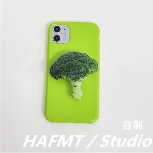 Creative Green Cauliflower Stand Knot Case for iPhone 12 Pro Max Back Phone Cover for 12 11 Pro Max X XS XR 8 7 Plus SE 2020