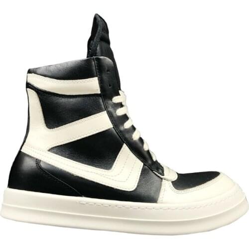 New Season Man High-top Fashion Hip Hop Thick Sole Sneakers Lace-up Genuine Leather Kanye West Street Style Punk Rock Shoes