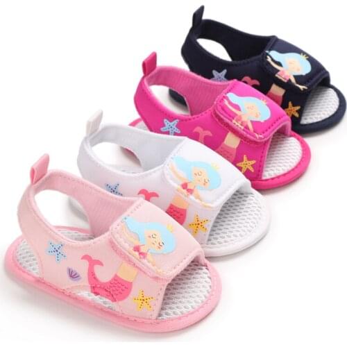 0-18M Summer Princess Infant Baby Girls Boys Sandals Shoes Cartoon Print Breathable Soft Shoes 4 Colors