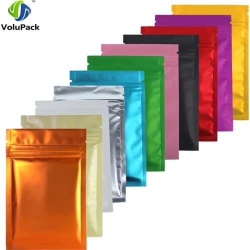Various Sizes Colors 100x Matte Translucent Flat Zip Bag Clear Front Heat Sealing Foil Mylar Zip Lock Storage Bags w/ Tear Notch