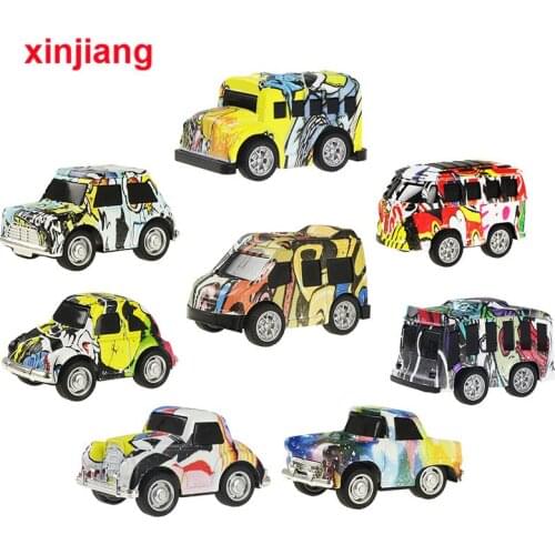 Mini Alloy Pull Back Car Model Diecast Toys Vehicle Classic Graffiti Inertia School Bus Kids Toys for Boys