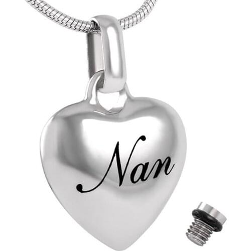 MJD8100 Nan Engraved Stainless Steel Memorial Urn Necklace Cremation Jewelry Ash Holder Funeral Casket