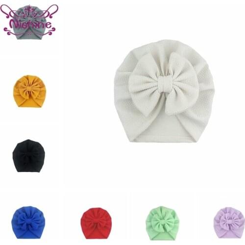 Fashion Handmade Big Bowknot Baby Girls Turban Hat Soft Skin-friendly Infant Beanie Cap Cute Bows Headwear Kids Hair Accessories