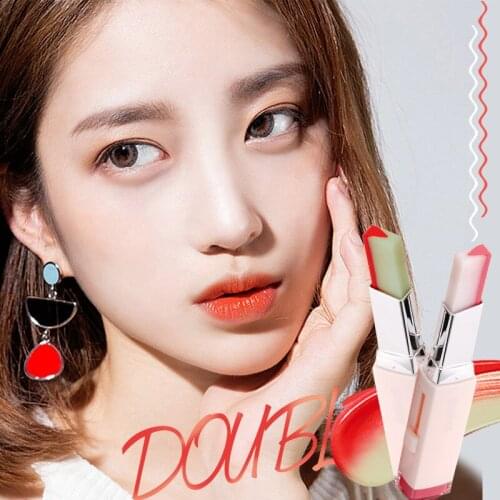 Fashion Korean Lipstick V Cutting Two Tone Tint Silky Moisturzing Nourishing Lipsticks Balm Lip Cosmetic Gradient Color QBMY