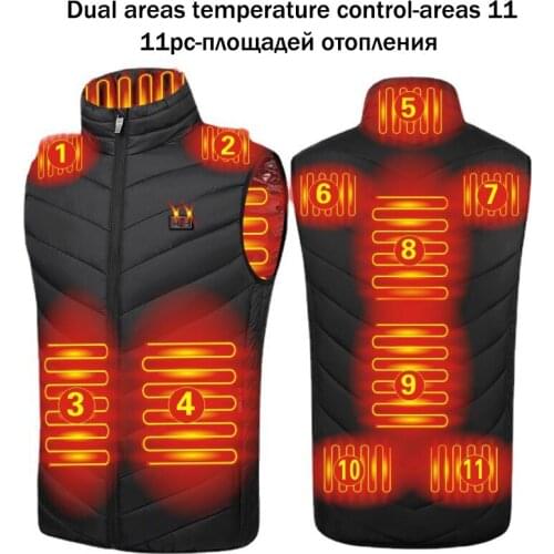 11PCS Heated Jacket Fashion Men Women Coat Intelligent USB Electric Heating Thermal Warm Clothes Winter Heated Vest Plussize