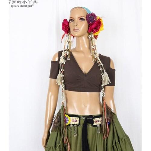 Lycra Cotton Belly Dance Choli Drop Short Sleeve Top Fat Chance Tribal Costume CFF06 08