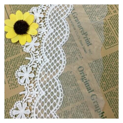 New Arrival French Net Lace Fabric High Quality Water Ssoluble Embroidered Cotton Lace Trim African Tulle Lace Fabric 15yards