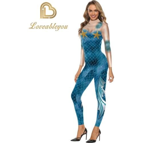 New Fashion Women Bodysuits Jumpsuit Holographic Metallic Catsuit Sexy Bodycon Jumpsuit Mermaid Cosplay Costumes