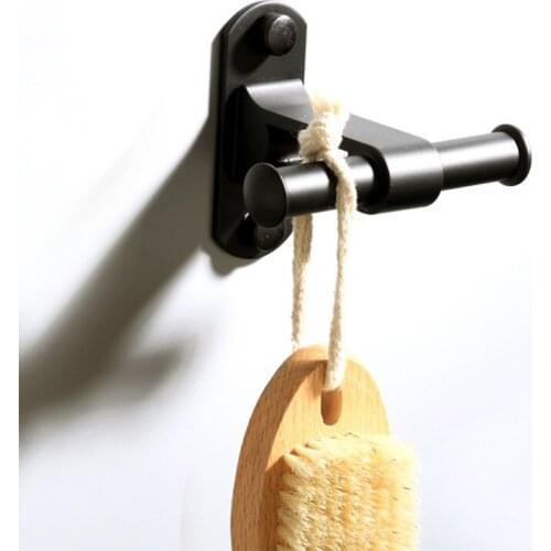 Space Aluminum Double Robe Hook Black Bath Towel Clothes Holder Wall Mounted Bathroom Hooks Antique Wall Hook Bathroom Accessory