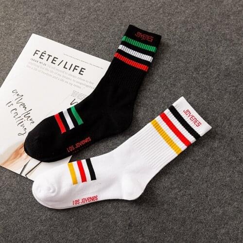 Autumn and winter new letters in the tube socks Harajuku hip-hop stripes tide socks men and women couple socks