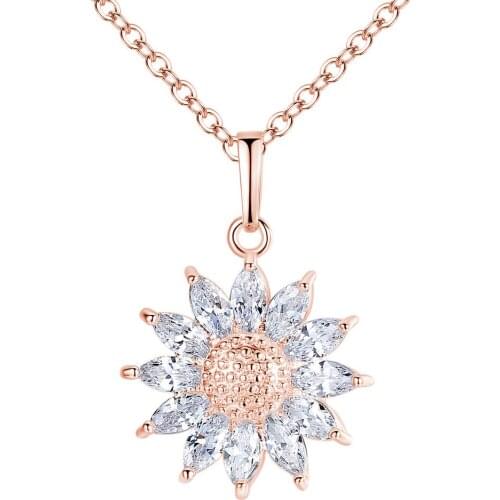 Pendant Necklace Sun Flower High Quality Zircon Alloy Fashion Personality Jewelry Best Gift Necklace For Womens Valentine Party