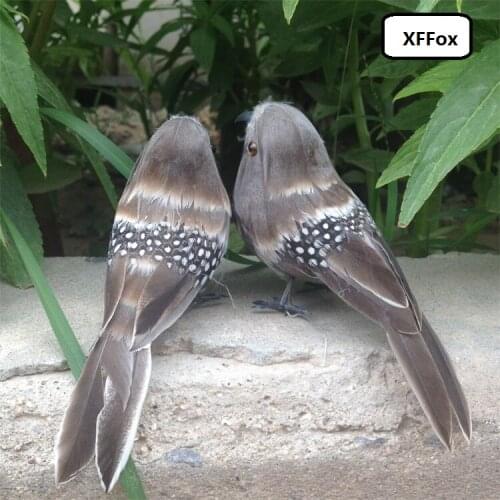 A pair of cute simulation gray bird models foam&furs lifelike mini pearl bird dolls gift about 12cm xf0619
