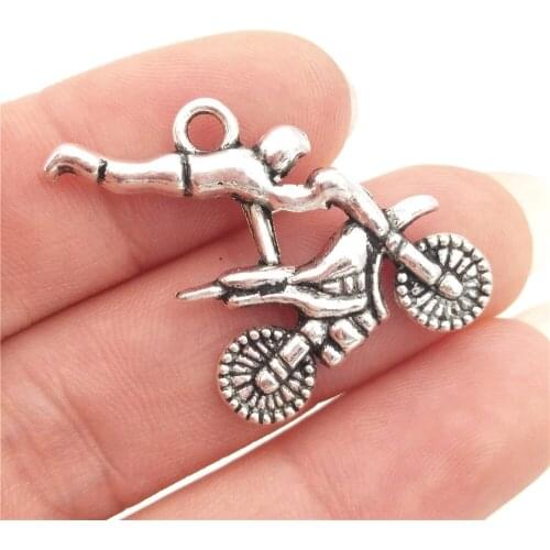 BULK 30 Zinc Alloy Motorcycle Race Motocross Charms Sports Jewelry Accessory Bracelet Charm 20*24mm 2.8g