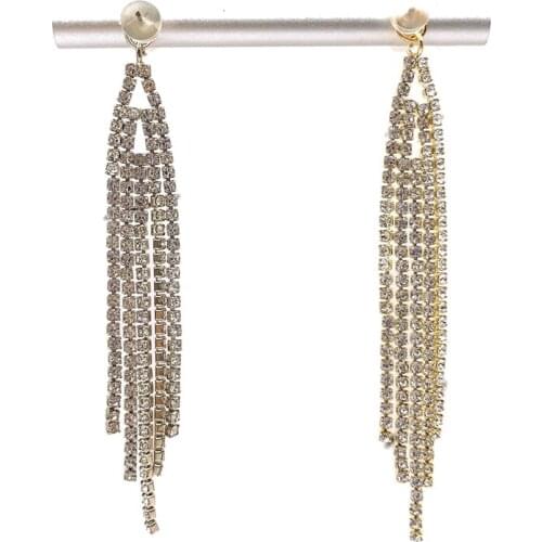 2020New 50Pcs 5Rows Rhinestone Tassel Button for DIY Jewelry Earring or Necklace Pendant Accessories CY25