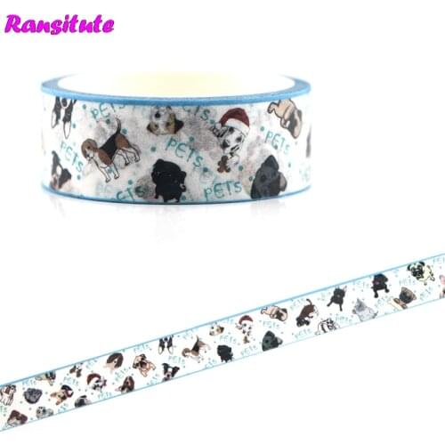 Ransitute R475 Cartoon Dog Washi Tape Cartoon Animal Color Decoration Detachable Sticker DIY Masking Tape