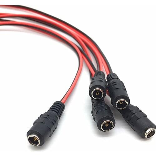 10pcs 12V DC Connectors Female Jack Cable Adapter Plug Power Supply 5.5 x 2.1mm for LED Strip Light CCTV Camera 26cm Length