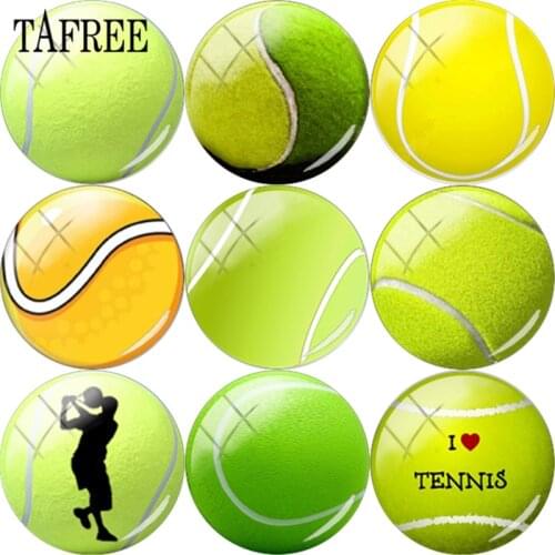 TAFREE I Love Tennis 25mm DIY Glass Cabochon Dome Pictures Fit Cameo Base Setting Supplies Jewelry Accessories