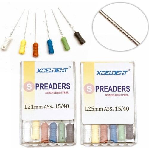 Dental Stainless Steel Finger Spreaders Hand Use Files Endondontic Root Canal Stainless Steel Dentist Tool 6pcs/pack