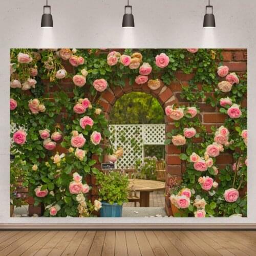 Wedding Ceremony Flower Wall Backdrop Photo Rose Morning Glory Party Cartoon Backgrounds Banner Decoration Studio Prop