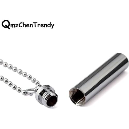 Wholesale Stainless Steel Tube Perfume Bottle Pendant Necklace Rock Hip Hop Chains Urn Jewelry Dropshipping