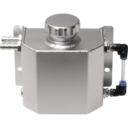 Universal 1L Alloy Aluminium Water Overflow Expansion Coolant Tank Bottle with Drain Plug(Polished)