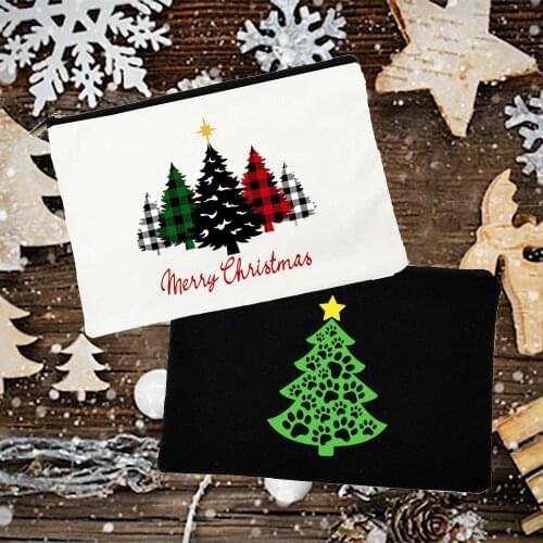 Christmas Trees Women Cosmetic Cases Bags Zipper Makeup Pouch Travel Fashion Girl Lipstick Toiletries Organizer Storage Handbag