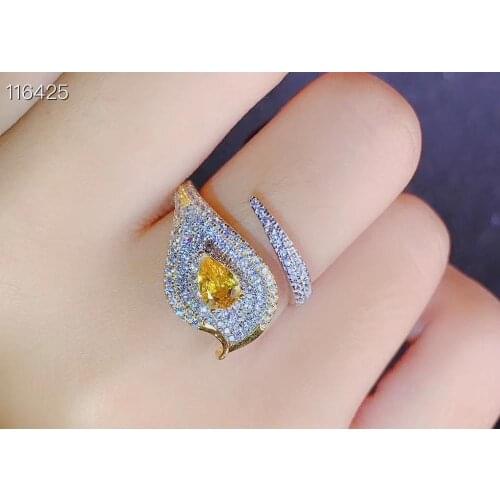 Variation sapphire rare yellow sapphire ladys floral ring new exaggerated 925 Sterling Silver contains certificate