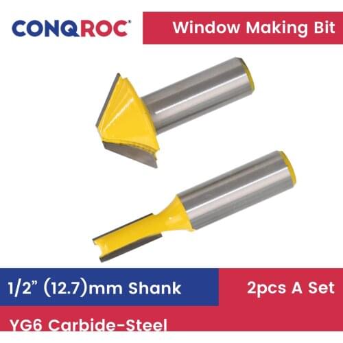 2 Pieces 1/2-Inch 12.7mm Shank Window Grill Muntin Router Bits Set Woodworking Milling Cutters Kit
