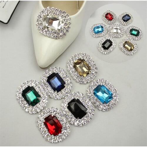 2PCS Rhinestone Crystal Teardrop Wedding High Heel Shoe Clips Charms Decoration Colorful