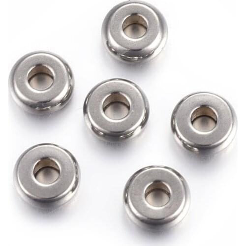 200pcs 304 Stainless Steel Spacer Beads Ball Crimps End Bead Stopper Flat Round for Jewelry Making DIY Bracelet Necklace