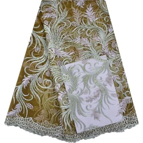 2018 Factory Price High Quality African Lace Fabric French Net Embroidery Stones Tulle Lace Fabric For Nigerian Party Dress 1199