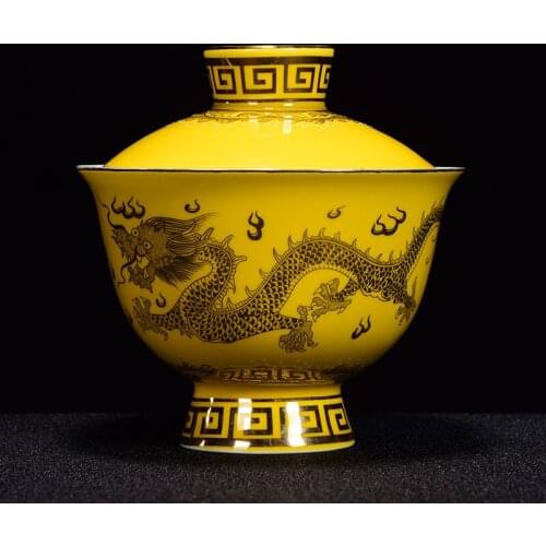 220ml Jingdezhen Ceramic Gaiwan Oolong Tea Boutique Tea Bowl Handmade Porcelain Tea Set Accessories Master Personal Tea Tureen