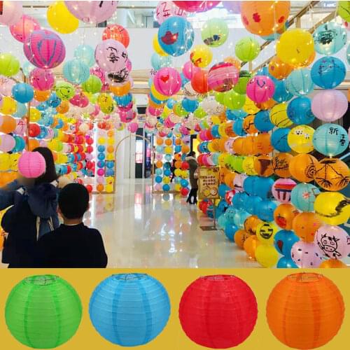 25cm Round Chinese Paper Lantern Wedding Engagement mid autumn festival decoration Birthday Party Christmas Festive Supplies