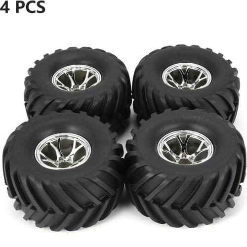 4Pcs 130mm Rubber Tyre Tire Wheel Rim Hub For HSP HPI 1/10 RC Big Feet Model Beadlock No Gluing Spare Parts