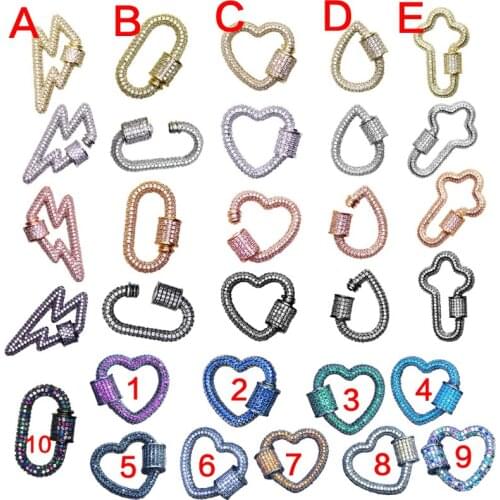 5pcs Multi kinds Bolt Lockpendants whole zircon jewelry accessories Lock carabiner charm for jewelry making 50971