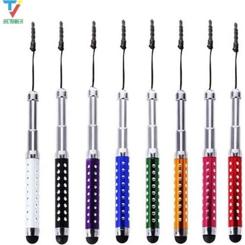 500pcs/lot Wholesale - capacitive stylus Retractable touch pen for iphone8 7 6 Galaxy with diamond wholesale cheap