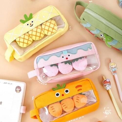 80% Off Pencil Bag Large Capacity Easy to Pull Canvas Student Pencil Case for Travel