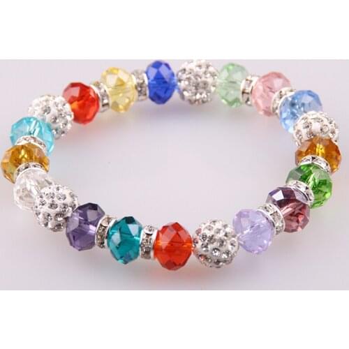 Free shipping New Arrive 10mm facet crystal glass beads,crystals spacer disco ball charm women Bracelet
