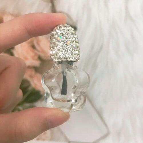 Bling 5ml Empty Nail Polish Bottles Glass Clear Bottle Rhinestone Cover Refillable Bottles with Brush Free Shipping Bottling