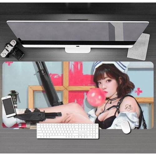 Large Anime Girl Design Pattern Game mousepad Mousepad Computer Gamers Edge Mouse Pad XXL90x40cm Keyboard PC Desk Pad