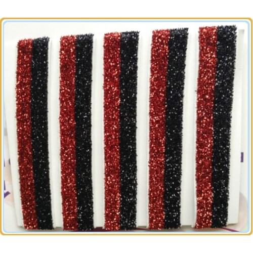 Price Negotiated) 5/8" Halloween Elastic Red And Black Stripe Gliter Velvet Ribbon
