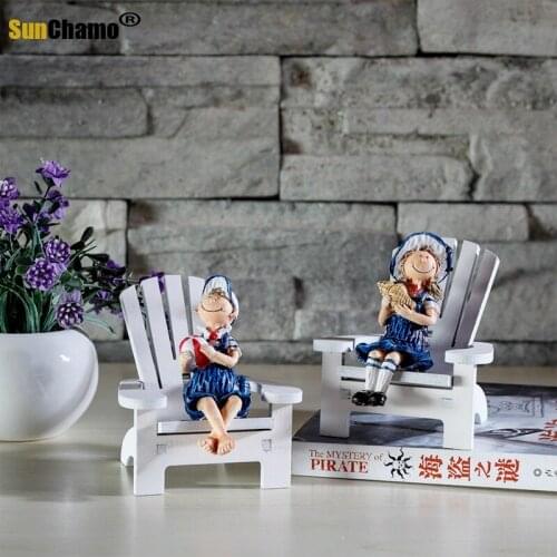 Mediterranean Style Wooden Craft Decorative Beach Chair Small Ornaments Miniature Chair Model Home Decoration Accessories