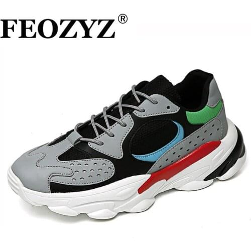 FEOZYZ New Style Men Sneakers Fashion Microfiber Black Casual Shoes Men Lace Up PU Sole Sports Shoes