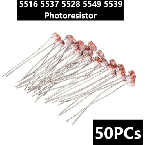 50pcs LDR Photo Light Sensitive Resistor Photoelectric Photoresistor 5528 GL5528 5537 5506 5516 5539 5549 For Arduino