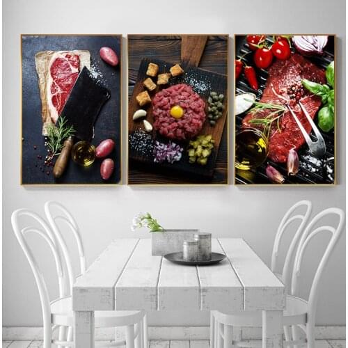 Red Wine Steak 3 Piece diy diamond painting Cross Stitch diamond embroidery triptych 5d Dining Room Restaurant Decoration FS255